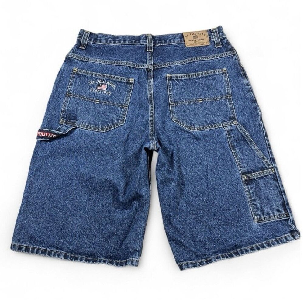 Y2K U.S. Polo Assn. Carpenter Denim Shorts Men’s 34 Blue Baggy